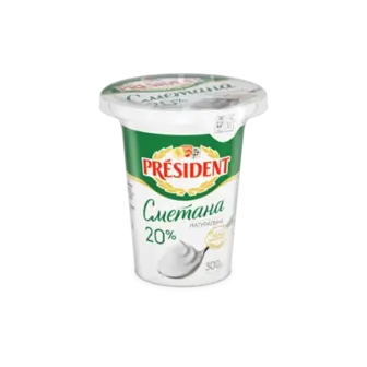 Сметана President 20% стакан 300г