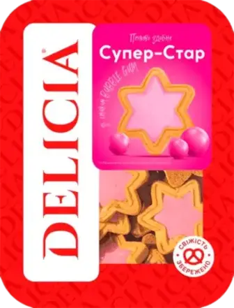 Печиво Delicia Супер-Стар здобне зі смаком Bubble Gum 250 г
