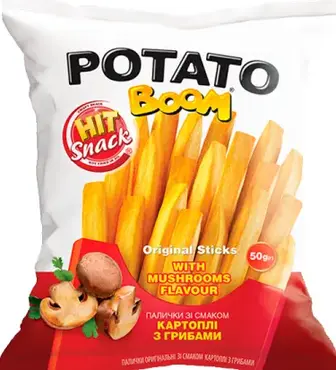 Снеки HIT SNACK Potato Boom зі смаком Картоплі з грибами 25г