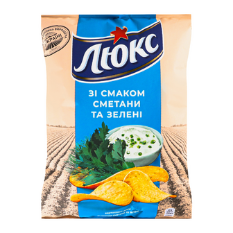 Чіпси ЛЮКС картопляні зі смаком Сметани та зелені 125г