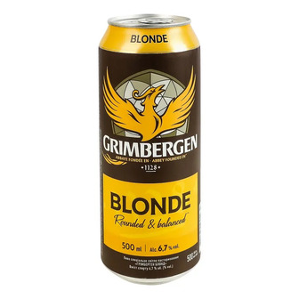 Пиво Grimbergen Blonde, світле 6.7%, з/б, 0,5 л