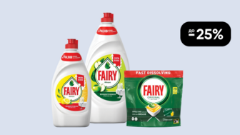До -25% на всі засоби для миття посуду Fairy