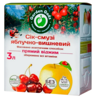 Сік-смузі Garden Gadz Яблучно-вишневий з м’якоттю карт/уп 3л
