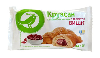 Круасан Auchan з наповнювачем з вишневим ароматом 44 г (4823090140274)