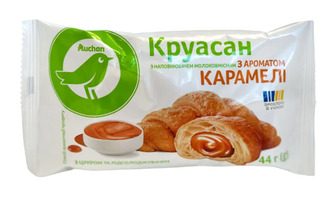 Круасан Auchan з наповнювачем з карамельним ароматом 44 г (4823090140267)