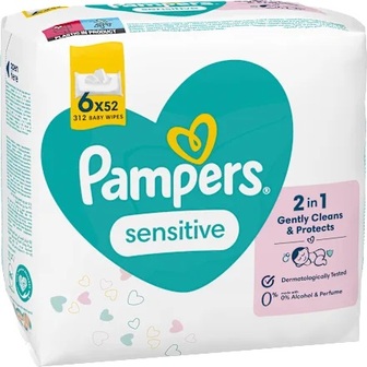 Серветки Pampers Sensitive 6*52шт//