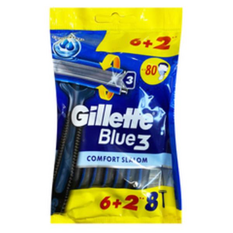 Станки чол.Gillette Blue 3 Слалом Комфорт одноразові 6+2шт