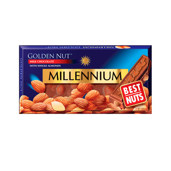 Шоколад "Millennium Gold" молочний з цілим мигдалем 100г