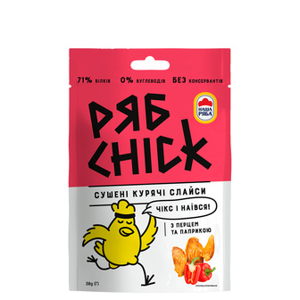 Слайси з філе курятини сушені "РябChick" з перцем та паприкою 30г
