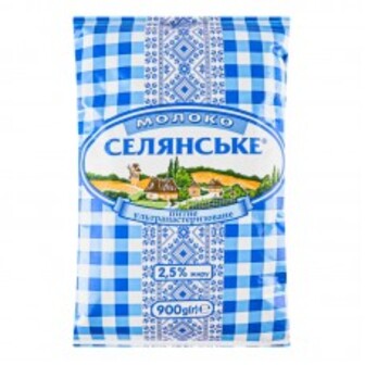 МОЛОКО СУПЕРПАСТЕРИЗОВАНЕ 2.5% 900Г СЕЛЯНСЬКЕ