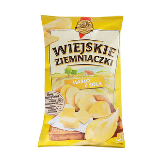 Чіпси ТМ WiejskieZiemniaczki зі смаком масла та з сіллю 130г