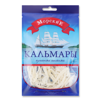 Кальмар сушений солоний ТМ Морські, 36г