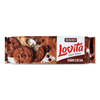 Печиво "Lovita Classic" з какао та кусочками глазурі ТМ Roshen, 150г