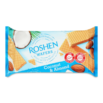 Вафлі "Wafers" кокос та мигдаль ТМ Рошен, 216г