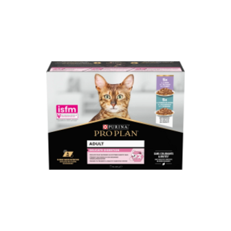 Корм ProPlan Delicate з індичкою та океанічною рибою для котів з чутливим травленням 10x85г