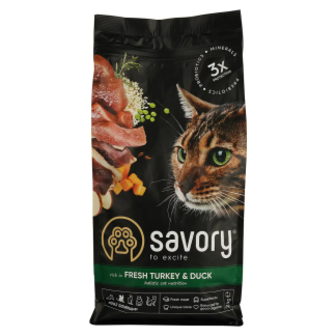 Корм Savory для котів-гурманів зі свіжою індичкою та качкою 2кг