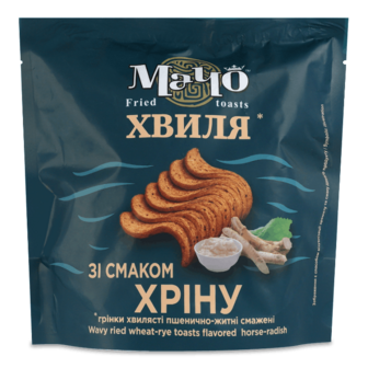 Грінки Мачо пшенич-житні хвилясті зі смаком хріну 80г