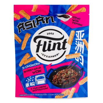 Сухарики Flint пшен смак ялов WOK+соус WOK теріякі 60+15г
