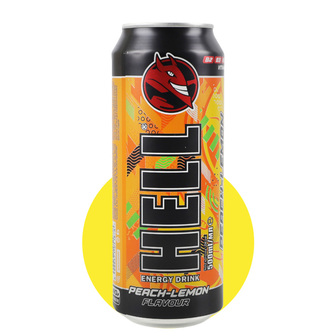 Напій енергетичний б/а "HELL" Peach-Lemon 0,5л з/б