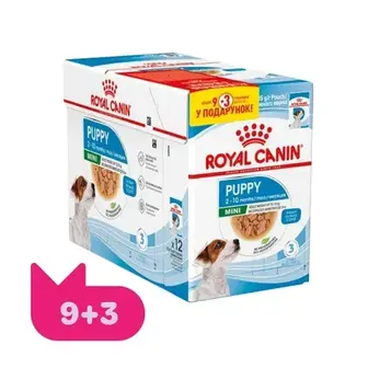 Упаковка вологого корму для цуценят Royal Canin Mini Puppy Sauce 9+3 шт х 85 г