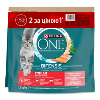 Корм для котів ONE Sterilcat з лососем сухий (2*1,4кг)