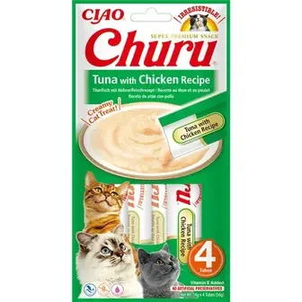 Ласощі для котів Inaba Churu 4 шт х 14 г - тунець та курка