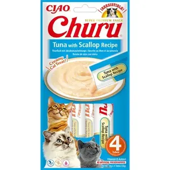 Ласощі для котів Inaba Churu 4 шт х 14 г - тунець та морський гребінець