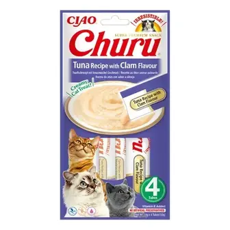 Ласощі для котів Inaba Churu 4 шт х 14 г - тунець та молюск