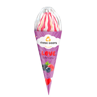 Морозиво "Love&Berries" лісові ягоди ріжок 150г ТМ Три Ведмеді