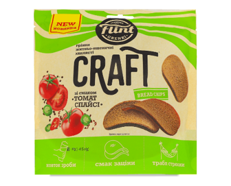 Грінки Flint Craft Grenki хвилясті зі  смаком томат спайсі (80г)