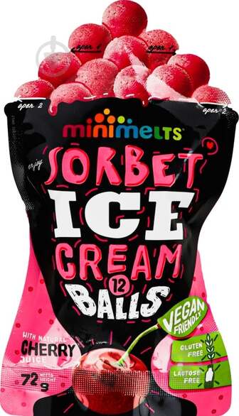 Морозиво Mini Melts Кульки Sorbet Cherry 72 г