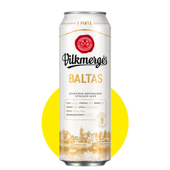 Пиво "Vilkmerges Baltas" пшеничне нефільтроване 0,568л 5,2% ж/б