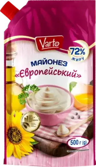 Майонез Varto Європейський 72% 500 г