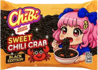Вермішель швидкого приготування ChiBi Black Sweet chili crab зі смаком краба 85 г