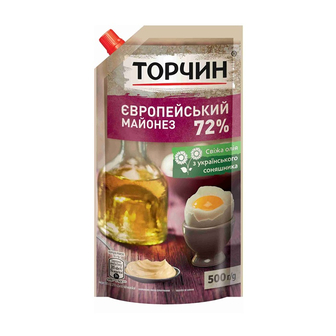 Майонез 0,5 кг Торчин Європейський 72% д/пак 