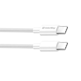 Кабель ColorWay USB Type-C - USB Type-C White 65W 3А 1 м (4823108620637)