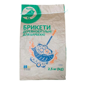 Брикети деревовугільні Auchan для барбекю 2.5 кг (4823090138837)
