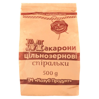 Макарони цільнозернові Козуб Спиральки, 500 г