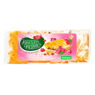Печиво Житомирські ласощі Biscuitsu0026Berries затяжне з начинкою малина та родзинки без цукру 210 г (4823103011089)