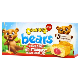 Тістечко Cravings Bears бісквітне зі смаком полуниці 5х40 г (8720618181589)