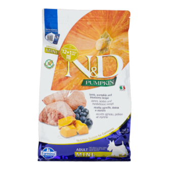 Корм Farmina N&D Pumpkin з ягням та чорницею беззерновий сухий для дорослих собак малих порід 2,5кг