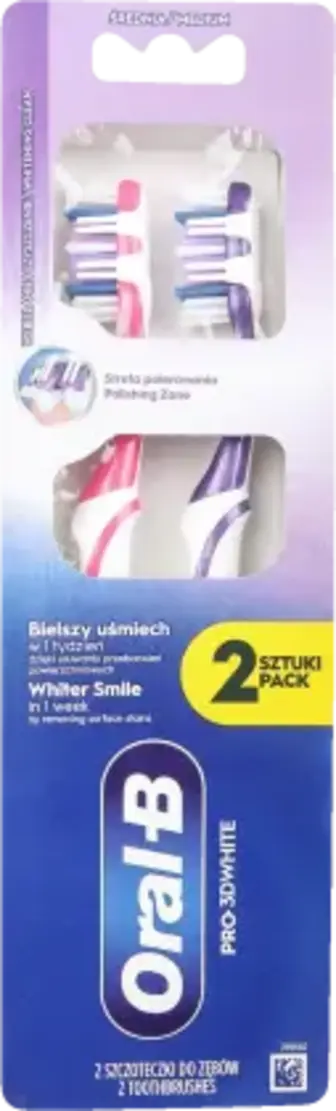 Зубна щітка Oral-B Pro 3D White 40 середня жорсткість 2 шт