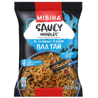 Вермішель Мівіна Saucy Noodles із паростками бамбуку зі смаком в стилі Пад Тай швидкого приготування 92,5г