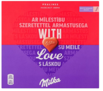 Цукерки Milka з молочного шоколаду з горіховою начинкою 110г