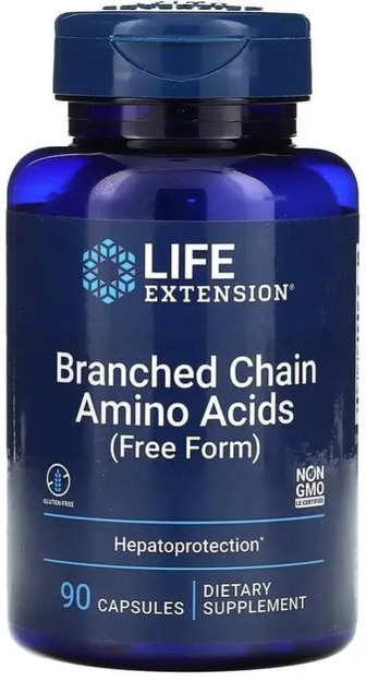 Амінокислоти з розгалуженим ланцюгом, Branched Chain Amino Acids, Life Extension, 90 капсул