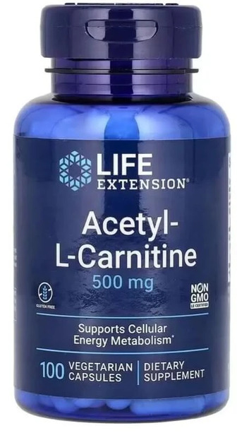 Ацетил L-карнітин, 500 мг, Acetyl-L-Carnitine, Life Extension, 100 вегетаріанських капсул