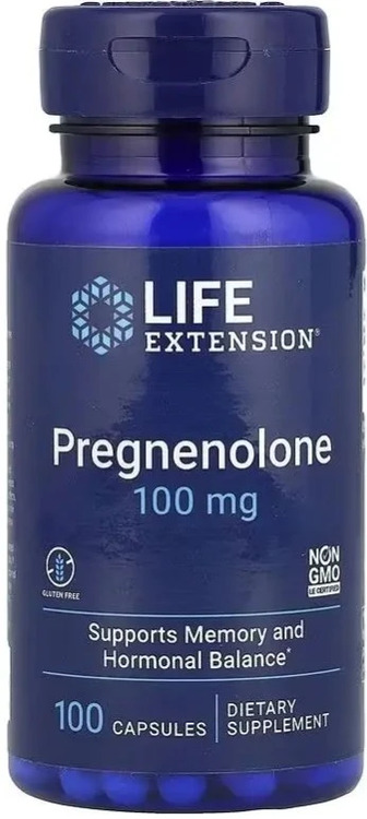 Прегненолон 100 мг, Pregnenolone Life Extension, 100 капсул