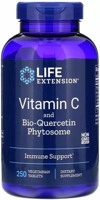 Вітамін С + біо-кверцетин Life Extension Vitamin C and Bio-Quercetin Phytosome, 250 вегетаріанських таблеток