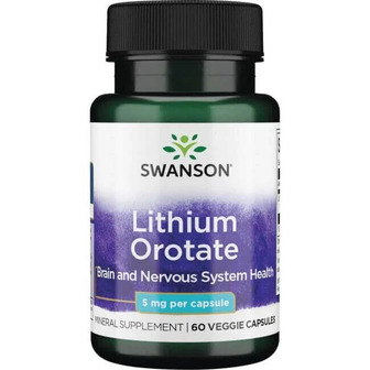 Оротат літію, Ultra Lithium Orotate, Swanson, 5 мг, 60 вегетаріанських капсул