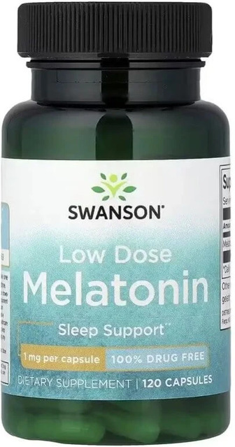 Мелатонін, 1 мг, Low Dose Melatonin, Swanson, 120 капсул